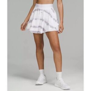 Lululemon Court Rival High Rise TieDye Grey Lilac White Ruffle Skort Size 8